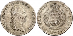 1807. Alemania. Sajonia albertina. Federico Augusto I. SGH (Dresde). 2/3 de taler. (Kr. 1052). 13,93 g. AG. Escasa. MBC.