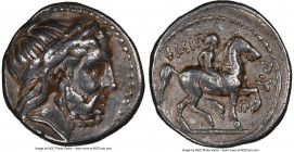 MACEDONIAN KINGDOM. Philip II (359-336 BC). AR tetradrachm (24mm, 14.16 gm, 8h). NGC VF 5/5 - 4/5. Posthumous issue of Amphipolis, 323-315 BC. Laureat...