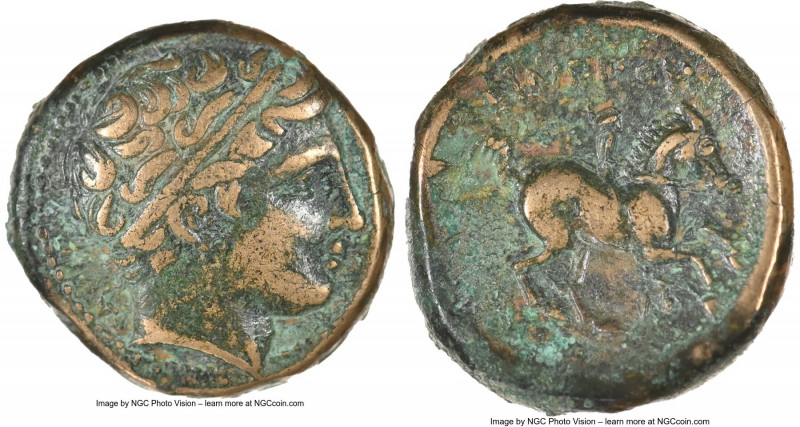 MACEDONIAN KINGDOM. Philip II (359-336 BC). AE unit (17mm, 7h). NGC VF. Uncertai...