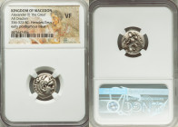 MACEDONIAN KINGDOM. Alexander III the Great (336-323 BC). AR drachm (17mm, 5h). NGC VF. Lampsacus, 323-317 BC. Head of Heracles right, wearing lion sk...