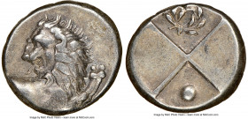 THRACE. Chersonesus. Ca. 4th century BC. AR hemidrachm (13mm). NGC XF. Persic standard, ca. 480-350 BC. Forepart of lion right, head reverted / Quadri...