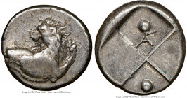 THRACE. Chersonesus. Ca. 4th century BC. AR hemidrachm (13mm). NGC VF. Persic standard, ca. 480-350 BC. Forepart of lion right, head reverted / Quadri...