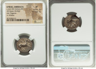 EPIRUS. Ambracia. Ca. mid-4th century BC. AR stater (20mm, 8.43 gm, 8h). NGC XF 4/5 - 3/5. Pegasus flying right; A below / Head of Athena right, weari...