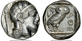 ATTICA. Athens. Ca. 440-404 BC. AR tetradrachm (25mm, 17.22 gm, 1h). NGC MS 4/5 - 4/5. Mid-mass coinage issue. Head of Athena right, wearing earring, ...