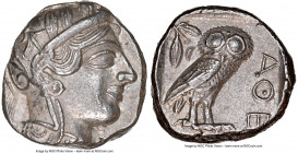 ATTICA. Athens. Ca. 440-404 BC. AR tetradrachm (22mm, 17.19 gm, 9h). NGC Choice AU 5/5 - 4/5. Mid-mass coinage issue. Head of Athena right, wearing ea...