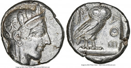 ATTICA. Athens. Ca. 440-404 BC. AR tetradrachm (24mm, 17.09 gm, 4h). NGC AU 5/5 - 4/5. Mid-mass coinage issue. Head of Athena right, wearing earring, ...