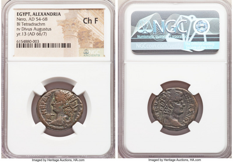 EGYPT. Alexandria. Nero (AD 54-68). BI tetradrachm (24mm, 12h). NGC Choice Fine....