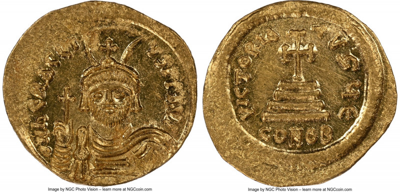 Heraclius (AD 610-641). AV solidus (20mm, 4.40 gm, 7h). NGC MS 4/5 - 4/5. Consta...