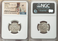 Cilician Armenia. Levon I 4-Piece Lot of Certified Tams ND (1198-1219) XF NGC 22mm. Levon I enthroned facing / Two lions & Cross. Sold as is, no retur...