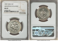 Republic 5 Pesos 1987 MS69 NGC, Havana mint, KM326. Mintage: 2,000. 100th anniversary of the Abolition of Slavery. 

HID09801242017

© 2022 Herita...