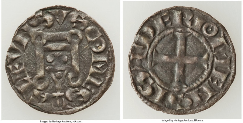 Riom. Alphonse de France Denier Tournois ND (1241-1271) VF, PdA-2267. 17.8mm. 0....