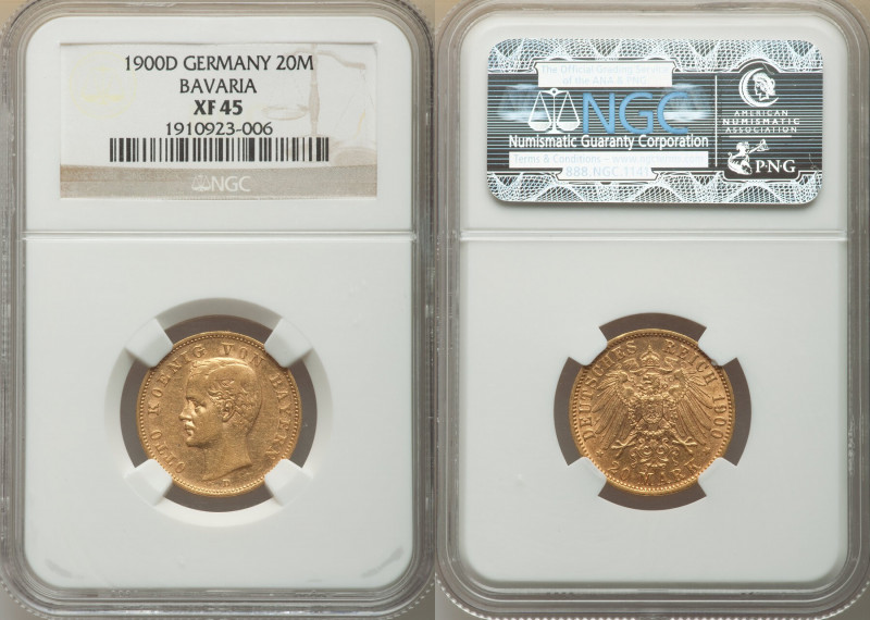 Bavaria. Otto gold 20 Mark 1900-D XF45 NGC, Munich mint, KM920. 

HID098012420...