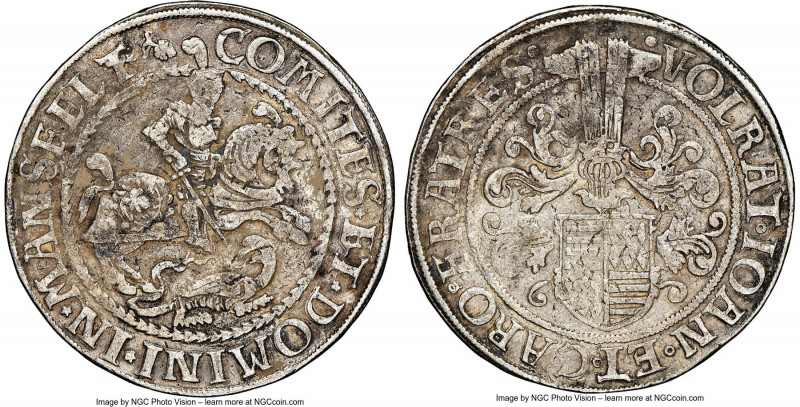 Mansfeld. Volrat V, Johann I, & Karl I Taler ND (1561-1564) XF45 NGC, Eisleben m...