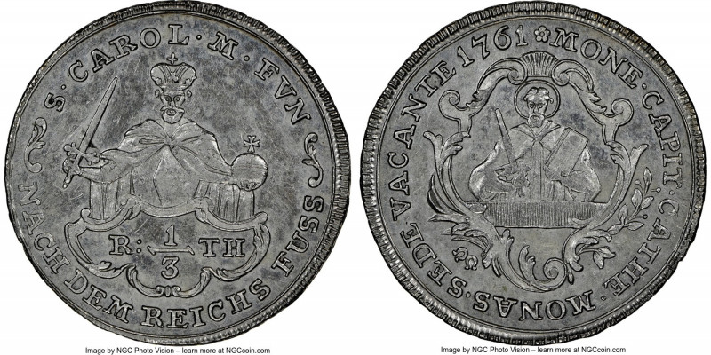 Münster. Sede Vacante 1/3 Taler 1761 AU Details (Cleaned) NGC, Münster mint, KM1...