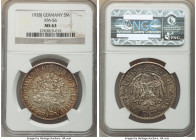 Weimar Republic "Oak Tree" 5 Mark 1928-J MS63 NGC, Hamburg mint, KM56. 

HID09801242017

© 2022 Heritage Auctions | All Rights Reserved