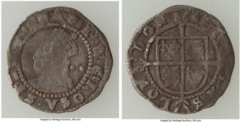 Elizabeth I (1558-1603) 1/2 Groat (2 Pence) ND (1582-1600) Fine, London mint, S-...