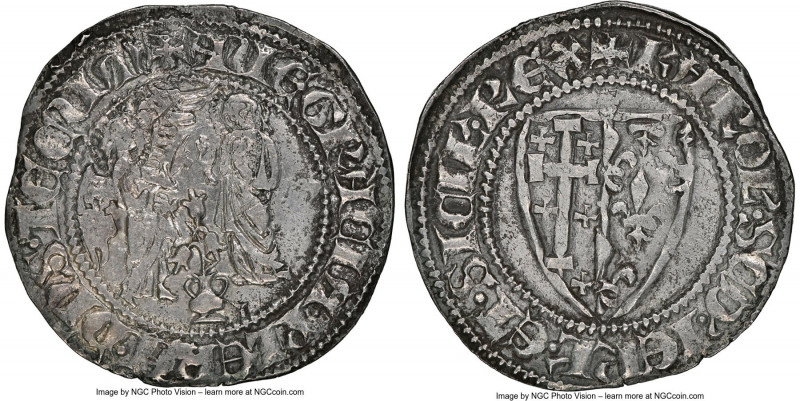 Naples & Sicily. Charles II d'Anjou Salute d' Argento ND (1285-1309) AU58 NGC, M...