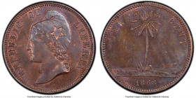 Republic copper Specimen Pattern Cent 1868-E SP64 Red and Brown PCGS, KM-Pn15. Cobalt brown fields with fiery red color in legends and highlighting de...