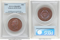Republic bronze Proof Pattern 50 Cents 1889-E PR64 Brown PCGS, KM-Pn39. Sky-blue and flamingo-pink toning over mahogany brown surfaces. 

HID0980124...