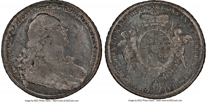 Joseph Wenzel 1/2 Taler 1758 MS61 NGC, Vienna mint, KM-C1, Divo-63. Toned an ash...