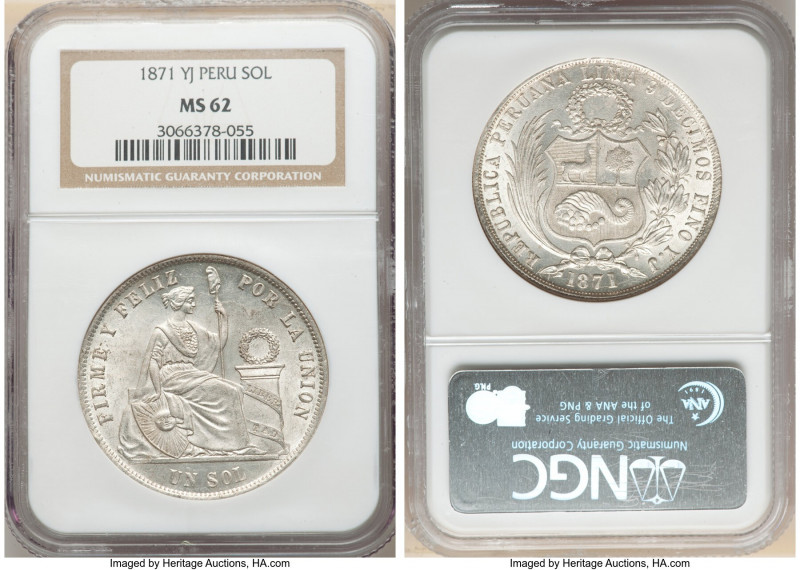 Republic Sol 1871-YJ MS62 NGC, Lima mint, KM196.3. 

HID09801242017

© 2022 ...