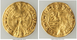 Pair of Uncertified Assorted gold Ducats, 1) Austria: Rudolf II gold Ducat 1584 - Fine (Bent), Fr-12. 21.8mm. 3.36gm 2) Italy: Venice. Francesco Dona ...