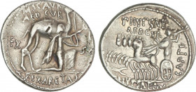 Roman Coins
Republic
Denario. 58 a.C. AEMILIA. M. Aemilius Scaurus y Pub. Plautius Hypsaeus. Anv.: M. SCAVR. AED. CVR. EX S. C. REX. ARETAS. El Rey ...
