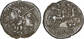 Roman Coins
Republic
Denario. 146 a.C. ANTESTIA. Caius Antestius. Anv.: Cabeza de Roma a derecha, detrás C. ANTESTI, delante X. Rev.: Dióscuros a ca...