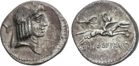 Roman Coins
Republic
Denario. 64 a.C. CALPURNIA. C. Calpurnius Piso Frugi. Anv.: Cabeza de Apolo a derecha, detrás Y. Rev.: Jinete alado galopando a...