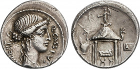 Roman Coins
Republic
Denario. 55 a.C. CASSIA. Q. Cassius Longinus. ESCASA. Anv.: Cabeza de la Libertad a derecha. Q. CASSIVS LIBERT. Rev.: Silla cur...