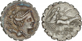 Roman Coins
Republic
Denario. 79 a.C. CLAUDIA. Ti. Claudius Nero. Anv.: Busto diademado de Diana a derecha, entre arco y carcaj y SC delante. Rev.: ...