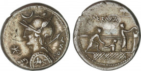Roman Coins
Republic
Denario. 113-112 a.C. LICINIA. P. Licinius Nerva. Anv.: Cabeza de Roma a izquierda, encima creciente, detrás ROMA. Rev.: Tres c...