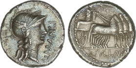 Roman Coins
Republic
Denario. 82 a.C. MANLIA. L. Manlius Torquatus. Anv.: Cabeza de Roma pequeña a derecha entre PRO.Q y L. MANLI. Rev.: Sila en cua...