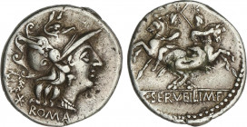 Roman Coins
Republic
Denario. 136 a.C. SERVILIA. C. Servilius M. f. Augur. Anv.: Cabeza de Roma a derecha, detrás corona / *, debajo ROMA. Rev.: Dio...