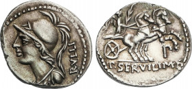 Roman Coins
Republic
Denario. 100 a.C. SERVILIA. P. Servilius M.f. Rullus. Anv.: Cabeza de Minerva a izquierda, detrás RVLLI. Rev.: Victoria en biga...
