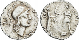 Roman Coins
Empire
Denario. Acuñada el 46-45 a.C. POMPEYO MAGNO. Cn. Pompeius Magnus y M. Poblicius. HISPANIA. Anv.: M. POBLICI. LEG. PRO. PR. Cabez...