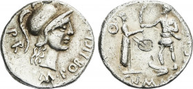 Roman Coins
Empire
Denario. Acuñada el 46-45 a.C. POMPEYO MAGNO. Cn. Pompeius Magnus y M. Poblicius - HISPANIA. Anv.: M. POBLICI. LEG. PRO. PR. Cabe...