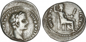 Roman Coins
Empire
Denario. Acuñada el 14-37 d.C. TIBERIO. Anv.: TI. CAESAR DIVI AVG. F. AVGVST(VS). Cabeza laureada de Tiberio a derecha. Rev.: PON...