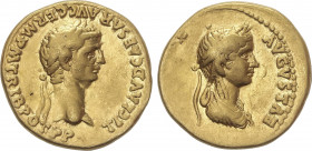 Roman Coins
Empire
Áureo. Acuñada el 50-54 d.C. CLAUDIO y AGRIPINA HIJA. RARA. Anv.: TI. CLAVD. CAESAR AVG. GERM. P. M. TRIB. POT. P. P. Cabeza laur...