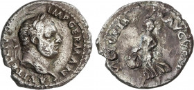 Roman Coins
Empire
Denario. Acuñada el 69 d.C. VITELIO. TARRACO. Anv.: A. VITELLIVS IMP. GERMAN. Cabeza laureada a derecha. Rev.: VICTORIA AVGVSTI. ...