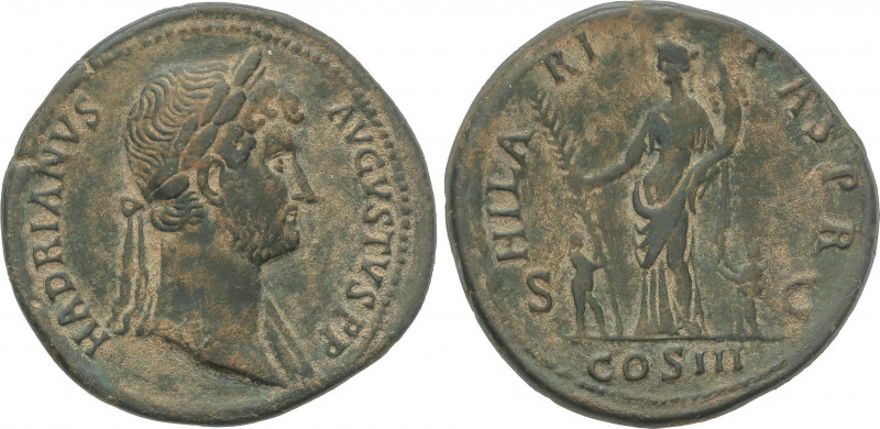 Roman Coins
Empire
Sestercio. Acuñada el 134-138 d.C. ADRIANO. Anv.: HADRIANVS...