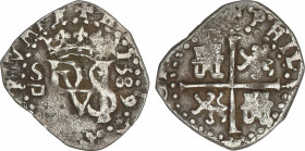 Spanish Monarchy
Philip II
1/2 Real. 1589. SEVILLA. J. 1,63 grs. Fecha de 4 dígitos completa visible. AC-155. MBC-.