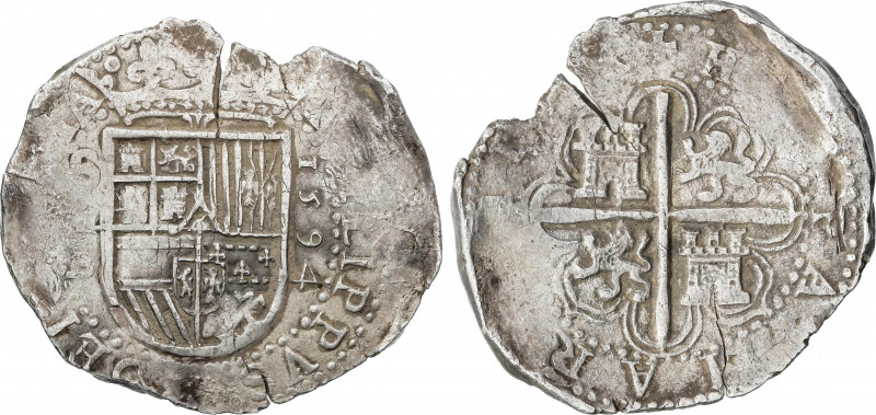 Spanish Monarchy
Philip II
8 Reales. 1594. SEVILLA. B. MUY RARA. Anv.: S / (V)...