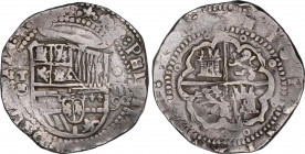 Spanish Monarchy
Philip II
8 Reales. 1590. TOLEDO. M. Anv.: T roel encima / M dentro de círculo - Escudo - VIII roel encima / 90 en horizontal. 27,2...