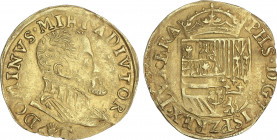 Spanish Monarchy
Philip II
1/2 Real de Oro. AMBERES. BRABANTE. 3,41 grs. AU. Marca de ceca en anverso. Vanhoudt-263AN; Vti-1383. MBC+.