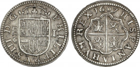 Spanish Monarchy
Philip III
1 Real. 1607. SEGOVIA. C. ESCASA. 3,29 grs. Bonita pieza. AC-516. EBC-.