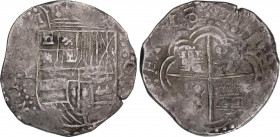 Spanish Monarchy
Philip III
8 Reales. 1618. POTOSÍ. AR (nexadas). Anv.: (P) / AR (nexadas) - Escudo - VIII roel encima. 27,13 grs. Rara. AC-922; Cal...