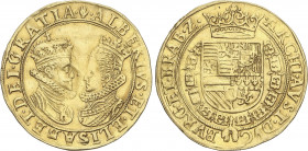 Spanish Monarchy
Albert and Isabella
Doble Ducado. S/F. AMBERES. BRABANTE. RARA. 6,92 grs. AU. Acuñación parcialmente floja. (Levísimas rayitas en a...