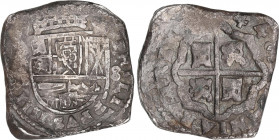 Spanish Monarchy
Philip IV
8 Reales. 1644. MADRID. B. MUY ESCASA. Anv.: (MD vertical) / B - Escudo - 8. 27,31 grs. Pátina oscura irregular. AC-1276;...