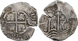 Spanish Monarchy
Philip IV
8 Reales. 1661. POTOSÍ. E. 28,09 grs. Grieta a las 3h. Ligera pátina irregular. AC-1525; Cal-450. MBC.